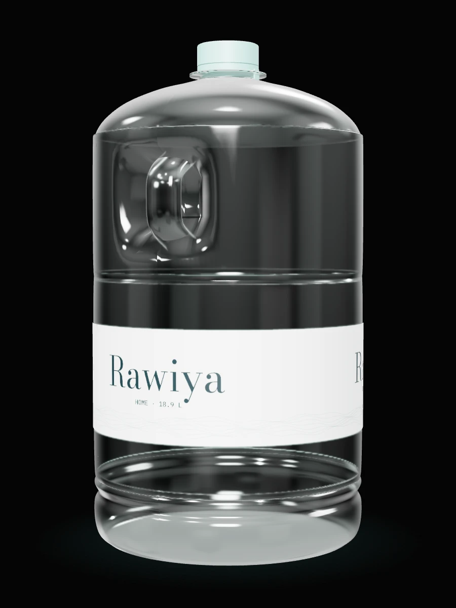 Rawiya Home: clear returnable 18.9 litre bottle with a Shallow cap and contour label.